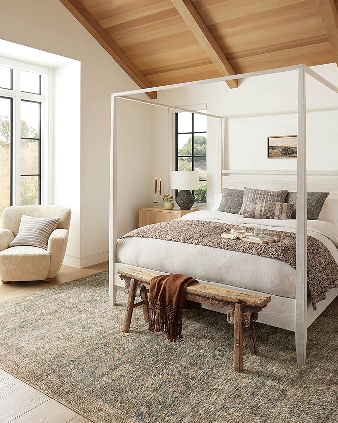 Loloi Amber Lewis Morgan Collection MOG-04 Sea/Sage 2'-0" x 5'-0" 38" Thick Accent Rug feat. CloudPile, Neutral, Room Décor, Vintage Inspired, Livingroom, Bedroom, Dining Area
