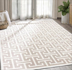Abani Contemporary 3D Beige & White Modern Greek Key Pattern Area Rug - Geometric Meander 5'3" x 7'6" Arto Collection Neutral Rug Rugs