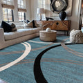 Rugshop Modern Wavy Circles Design Area Rug, Fade-Resistant Carpet for Living Room, Bedroom, or Office, Blue, 6'6" x 9'