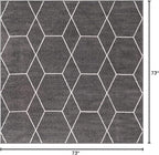 Unique Loom Trellis Frieze Collection Area Rug - Geometric (6' Square, Dark Gray/ Ivory)