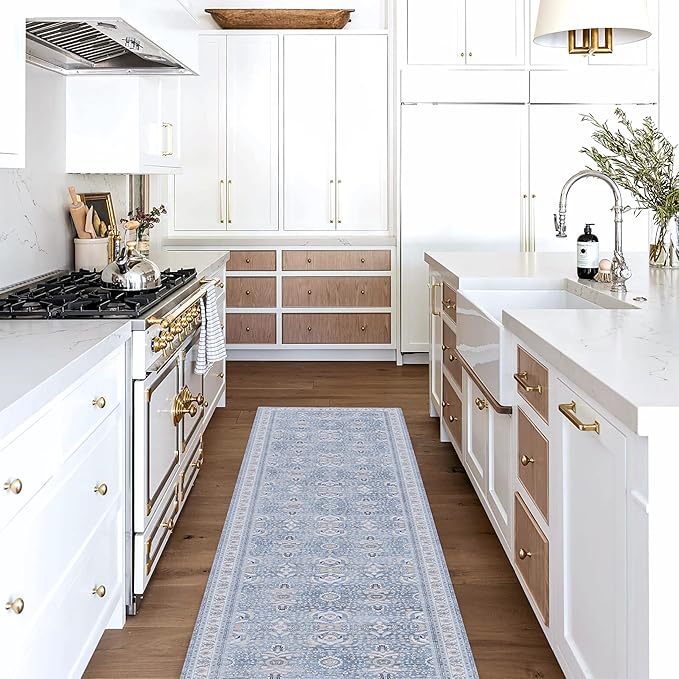 Fame Living Washable Area Rug. Modern Farmhouse. Vintage. Turkish. Bohemian. Distressed. Oriental. Traditional. Rugs for Living Room. Dining. Bedroom. Office. Entryway. Foyer. (866CBl, 2'5" x 9'8")
