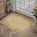 HUGEAR 2x3 Machine Washable Entryway Rugs Vintage Brown - Neutral Non Slip Stain Resistant Low Pile Aesthetic Throw Carpet Kids & Pet Friendly for Hallway Bedroom Kitchen