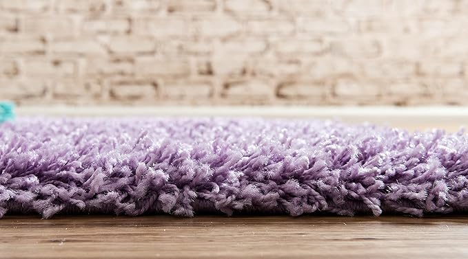 Unique Loom Solid Shag Collection Area Rug (2' 6" x 19' 8" Runner, Lilac)