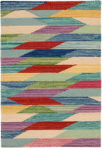 Dash and Albert Hotline Wool Area Rug - 2' x 3' Multicolor Geometric Multi Handwoven Accent Rug - Durable, Low Pile - Premium Luxury Hotel Quality Soft Breathable Hypoallergenic Machine Washable