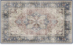 RUGGABLE Washable Vintage Area Rug – Kamran Royal Blue 3x5, Stain-Resistant, Non-Slip – Small Machine Washable Rugs for Living Room, Bedroom, Hallway, Entryway & Office–with Standard Pad