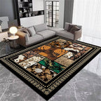 Floral Tropical Patchwork Area Rug 5x8ft, Vintage Black & Brown Country Carpet, Low Pile Non-Slip Mat for Cozy Bedroom, Dining Room, Farmhouse Decor