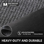 Front Door Mat, 3' x 6' Heavy Duty Indoor Outdoor Door Mat for Entryway, Commercial Door Mats Entrance, Low Profile Welcome Mats Non-Slip, Durable Rubber Backing Entry Mat for Patio, Home