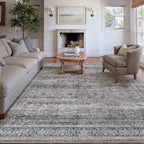 HUGEAR Large 8x10 Machine Washable Area Rug Purple Vintage Neutral Distressed Mat Soft Non Slip Low Pile Pet Friendly for Living Room Bedroom Dining Room