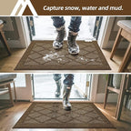 COSY HOMEER Non-Slip Door Mat 32"x48", Entryway Rugs Low Profile Absorbent Dirt Trapper Doormat for Front Entrance, Washable Polypropylene Entry Mat (Brown)