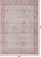 Kuden 9x12 Large Area Rug, Machine Washable Area Rug with Non-Slip Backing, Vintage Style, Soft, Easy Clean, Low Pile Rug for Living Room, Bedroom, Dining Room