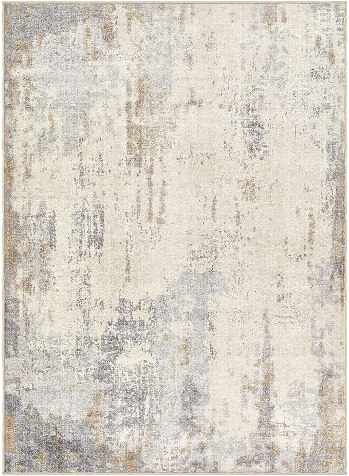 4x6 Area Rug Living Room Rugs - Washable Neutral Modern Abstract Soft Thin Rug Indoor Floor No Slip Rug Carpet for Bedroom Under Dining Table Home Office Decor - Light Brown/Gray