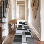Rugshop Contemporary Modern Boxes for Hallway,Living Room,Bedroom,Kitchen Non Shedding Carpet Runner Rug 2'7" x 12' Gray