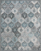 Lahome Moroccan 8x10 Area Rugs for Living Room, Washable Rugs 8x10 Ultra-Thin Oriental Non-Slip Non Shedding Accent Carpet for Bedroom Dining Room Office Nursery, Blue