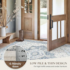 GENIMO Runner Rug 2'6"x6 Machine Washable Non Slip Vintage Hallway Runner Rug, Low Pile Lightweight Rugs for Indoor Entryway, Hallway, Kitchen and Corridor, Light Blue
