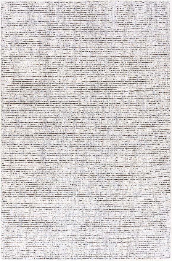 Hand-Tufted 100% Wool Pile Area Rug – Geometric Textured Grid Check Pattern – Thick and Durable Floor Carpet for Bedroom, Living Room, Kids Room, and Dining Area (Light Brown, 6' x 6')
