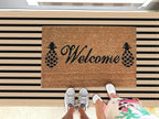 KOZYFLY 3'x5' Cotton Area Rug, Brown and Black Striped Outdoor Rug, Hand-Woven, Machine Washable, Perfect for Front Door, Kitchen, Living Room
