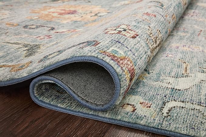 Loloi Margot Collection MAT-06 Denim/Multi 2'-0" x 5'-0" Accent Rug feat. CloudPile, No-Shed Easy Clean Large Patterned Area Rug for Living Room, Bedroom, Dining Area