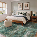 GENIMO Abstract Area Rug 6x9, Washable Large Modern Rug Non Slip, Low Pile Lightweight Soft Carpet for Living Room, Bedroom, Dining Room, Turquoise