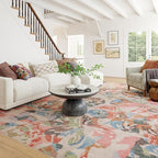 Dash & Albert Bloom Multi Machine Washable Rug, 9.5 X 13.5 Feet, Blue/Ivory Floral Pattern