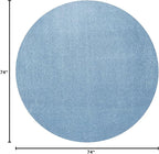 Eyely UES100F-6R Supersoft Haze Solid Low-Pile Indoor Area Rug, Coastal, Bohemian, Minimalist, Classic, Casual for Bedroom,Kitchen,Living Room,Non Shedding,Easy-Washing, Blue, 6' Round