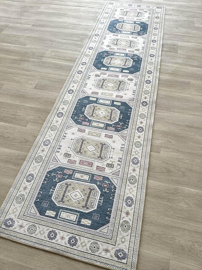 Fame Living Faded Oushak Rug, Turkish Vintage Floral Pastel Large Oversized Area Rugs for Living Room Dining Bedroom Kitchen Bathroom Nursery (848CrNv, 5' x 6'9")