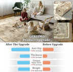 6x9 Machine Washable Area Rug for Living Room, Brown Modern Vintage Abstract Rug Large Non-Slip Low Pile Soft Faux Wool Carpet, Kids and Pets Friendly for Bedroom Dining Room Farmhouse Home Decor Rug