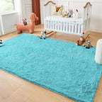 Andency Blue Soft Area Rugs for Living Room Bedroom, 4x6 Fluffy Shaggy Bedside Rug, Non-Slip Large Shag Fuzzy Plush Carpets for Bedroom Kids Dorm Nursery Home Decor Aesthetic