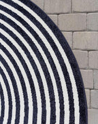 Unique Loom Sabrina Soto Outdoor Collection Geometric, Modern, Vibrant, Carved Area Rug (8' 0 x 8' 0 Round, Navy Blue/ Ivory)