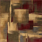 Unique Loom Barista Collection Area Rug - Timor (8' Square, Multi/ Red)