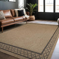 Easy Jute Rugs 5x7 Frame Natural Color Living Room Indoor Outdoor Area Rug for Patio and Kitchen Rug High Traffic Washable Easy to Clean Solid Boho Woven Design Carpet (5 x 7)