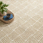 Dash & Albert Layers Ochre Hand Hooked Wool Rug, 7.5 X 9.5 Feet, Yellow/Orange Geometric Pattern - Premium Luxury Hotel Quality Soft Breathable Hypoallergenic Machine Washable Easy Care All Season