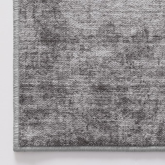 LUMI 4x6 Washable Area Rug for Living Room, Ultra Soft Modern Neutral Grey Rugs Non Slip with Rubber Backing, Low Profile, High Traffic, Stain Resistant Carpets, Ideal for Bedroom, Dining Room