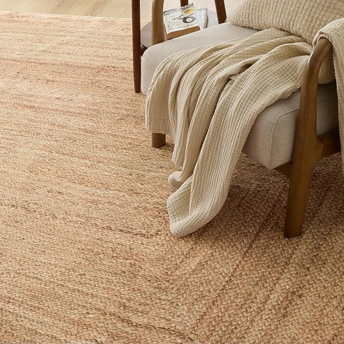 Bedsure 5x7 Printed Jute Rug for Living Room, Machine Washable Rugs, Jute-Look Rug, Non-Slip Backing, Non-Shedding