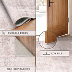 Washale Modern Bedroom 4x6 Area Rugs - Pink and Grey Rug for Living Room, Kitchen, Non Slip & Soft, Medallion Distressed Print Pattern