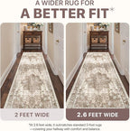 Area Rug 2x3 Doormat, Machine Washable Low Pile Vintage Rugs, Small Lightweight Rug Entryway Indoor Mat for Entrance, Hallway, Kitchen and Corridor, Latte Beige