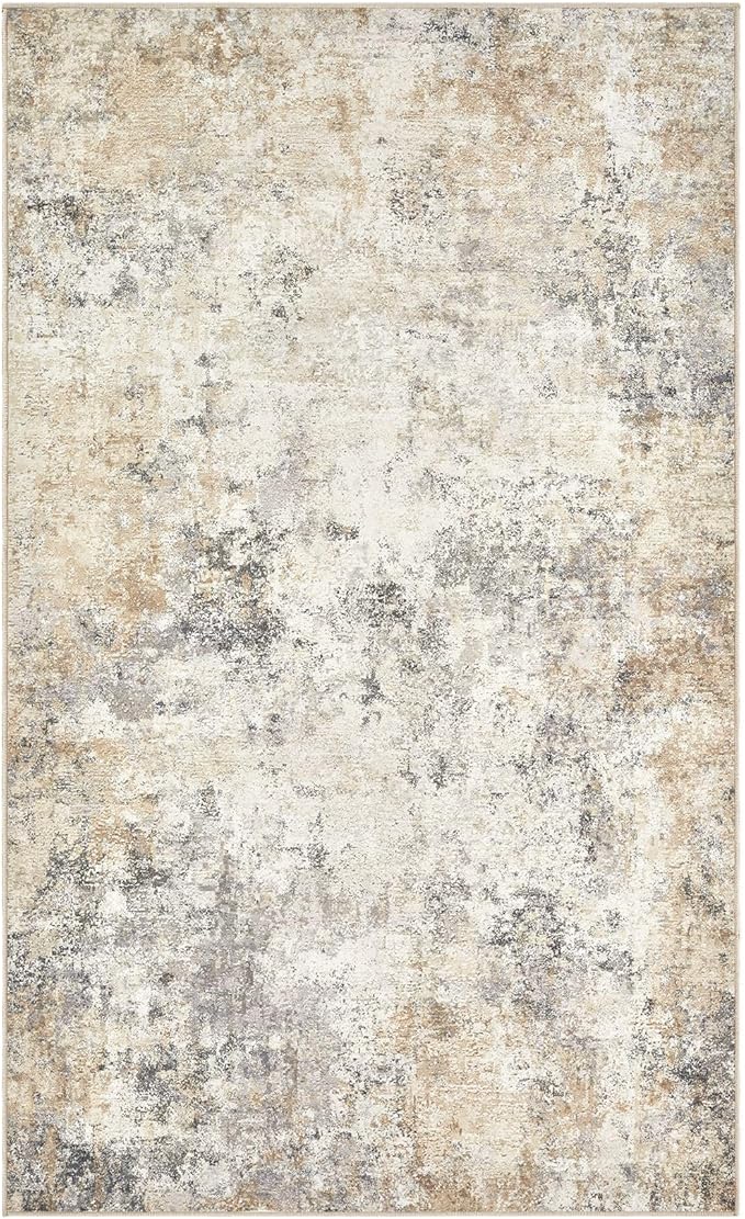 3x5 Area Rug Living Room Rugs - Washable Neutral Modern Abstract Soft Thin Rug Indoor Floor No Slip Rug Carpet for Bedroom Under Dining Table Home Office Decor - Golden Grey