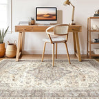 10x12 Area Rug Living Room: Washable Boho Large Neutral Vintage Soft Rugs Stain Resistant Farmhouse Non Slip Indoor Floor Carpet for Bedroom Nursery Kids Playroom Office Dining Room- Beige Brown
