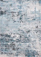 Rugs.com Leipzig Collection Area Rug – 7X10 Blue Low-Pile Rug Perfect for Bedrooms, Dining Rooms, Living Rooms