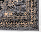 Unique Loom Taftan Collection Border Geometric Tribal Inspired Design Area Rug (4' 0 x 6' 0 Rectangular, Gray/ Black)