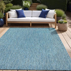 Beverly Rug Indoor Outdoor Rug 5x7, Washable Outside Carpet for Patio, Deck, Porch, Solid Modern Area Rug, Water Resistant, Aqua Blue