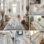 Hallway Washable Runner Rug 2'6x8 - Vintage Kitchen Runner Rugs with Non Slip Backing Stain Resistant Rugs for Living Room Bedroom Floor Distressed Carpet Runners for Farmhouse, Laundry