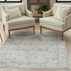 Nourison Home Astra Machine Washable Light Blue 5'3" x 7' Area Rug - Easy Clean, Non Shedding, Bed Room, Living Room, Dining Room, Kitchen (5' x 7')