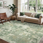 GENIMO 5x7 Area Rugs for Living Room, Machine Washable Rug Non Slip, Low Pile Ultra-Thin Lightweight Large Carpet, Abstract Modern Rugs for Bedroom, Dining Room, Office, Nursery, Olive Green