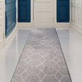 Custom Made Runner Rug for Kitchen Foyer Hallway Entry Choose Your Length Size 26 Inch Wide Geometric Lattice Design Grey Color (6 feet x 26 inch)