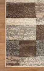 SUPERIOR Indoor Area Rug, Jute Backed, Modern Geometric Patchwork Floor Decor for Bedroom, Office, Living Room, Entryway, Hardwood Floors, Rockwood Collection, 5' x 5' Square, Slate