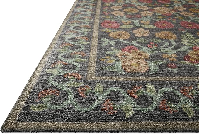 Loloi Rifle Paper Co. Rosa Collection RSA-01 Black 2'-6" x 12'-0" Runner Rug