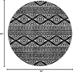 SAFAVIEH Tulum Collection Area Rug - 8' Round, Black & Ivory, Moroccan Boho Tribal Design, Non-Shedding & Easy to Clean, Ideal for Living Room, Bedroom, Dining Space (TUL272Z)