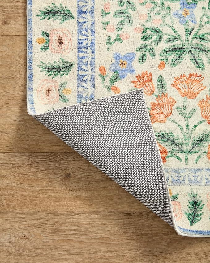 Loloi Rifle Paper Co. Eden Collection EDE-02 Mughal Garden Cream 2'-6" x 7'-6" Runner Rug feat. CloudPile™