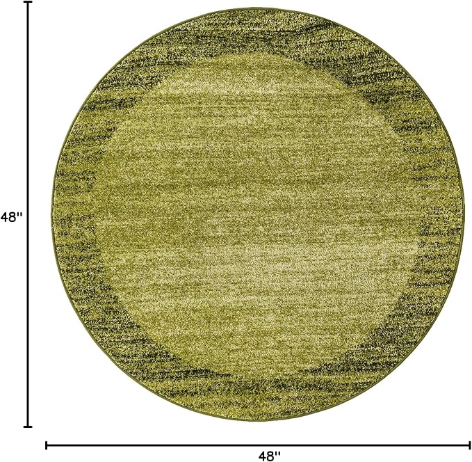 Rugs.com Angelica Collection Rug – 4 Ft Round Light Green Medium Rug Perfect for Kitchens, Dining Rooms