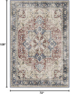 RUGGABLE Washable Vintage Area Rug – Kamran Royal Blue 6x9, Stain-Resistant, Non-Slip – Medium Machine Washable Rugs for Living Room, Bedroom, Hallway, Entryway & Office–with Cushioned Pad